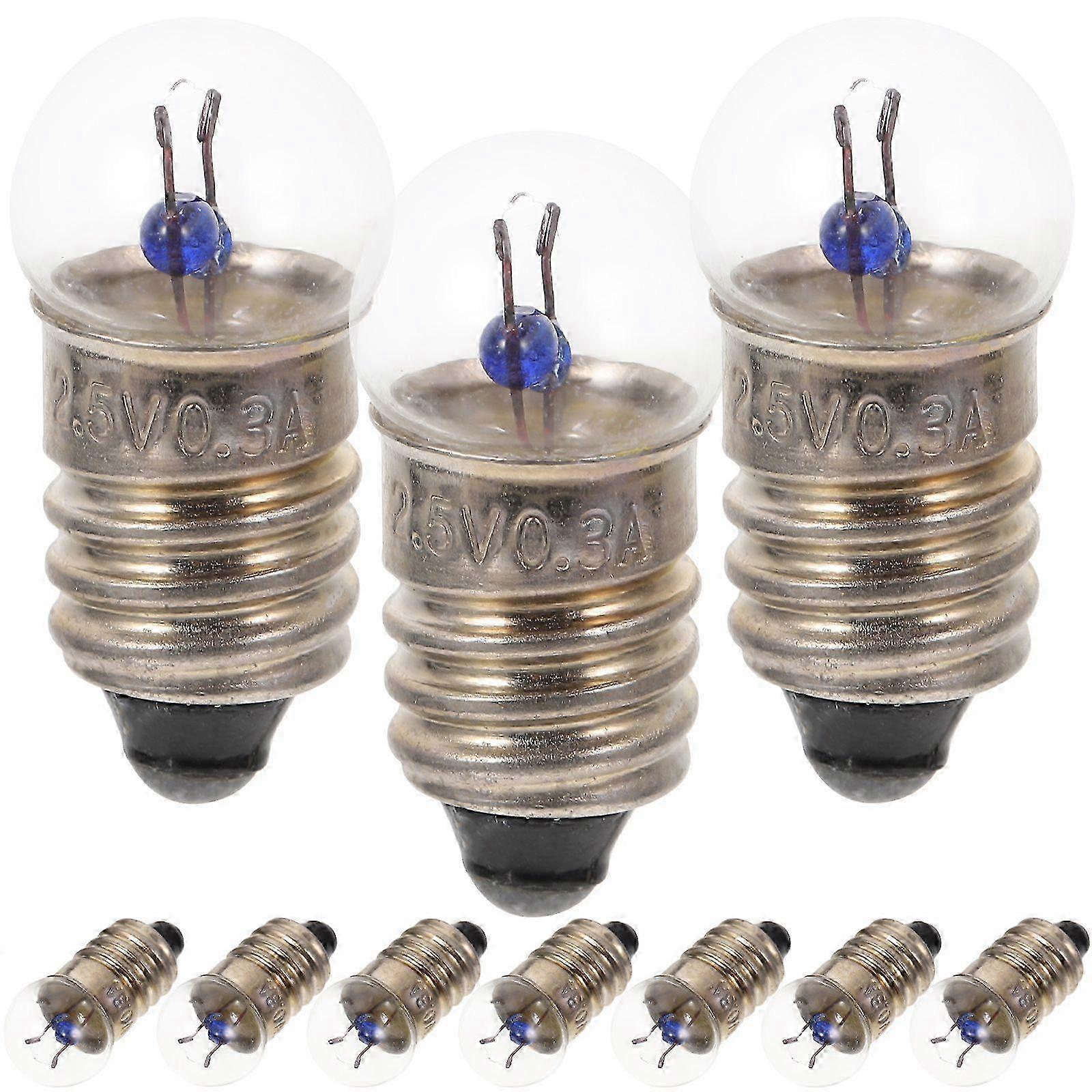 10pcs E10 Flashlight Small Electric Bead Light Bulb 2.5V 0.3A Student Physics Experiment Small Bulb Lamp：