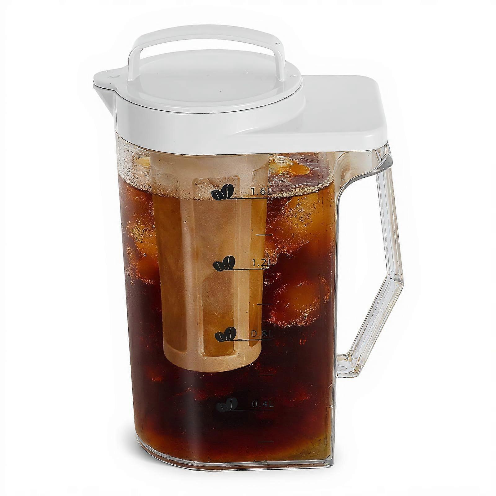 54Oz Cold Brew Coffee Maker with Measurement Scale, Large Plastic Iced Tea Pitcher for Fridge
