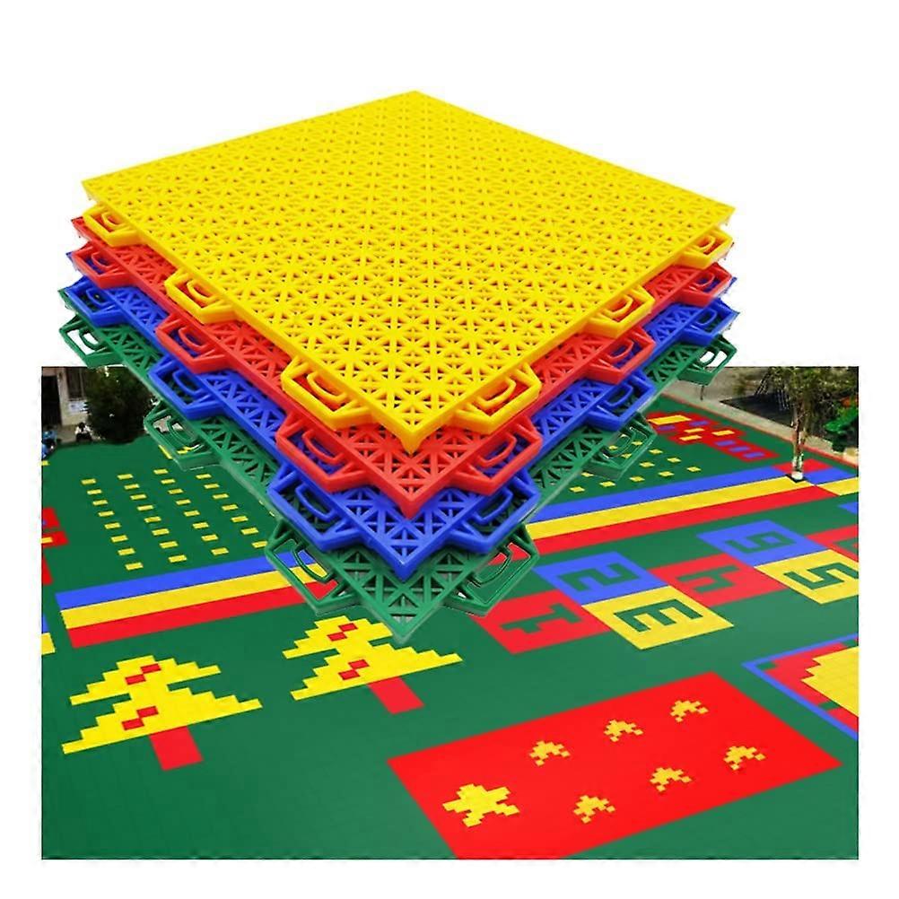 25cm Red Interlocking Floor Tile Non Slip Textured Surface Quick Snap Installation Outdoor Sports Flooring