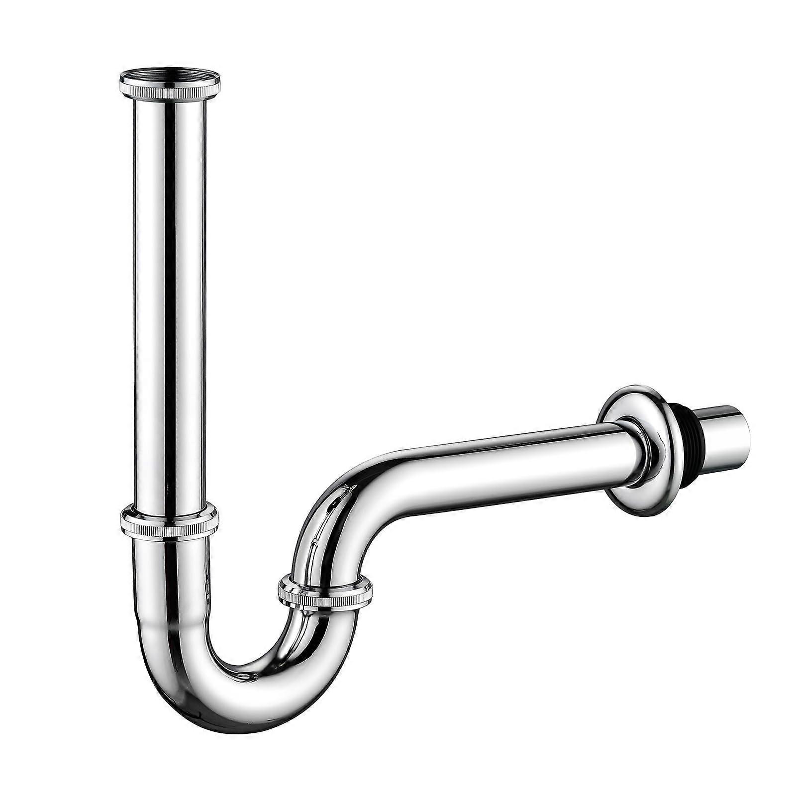 Bathroom Sink P Trap Brass Bottle Trap with Adjustable Height Chrome Finish Basin Drain Pipe