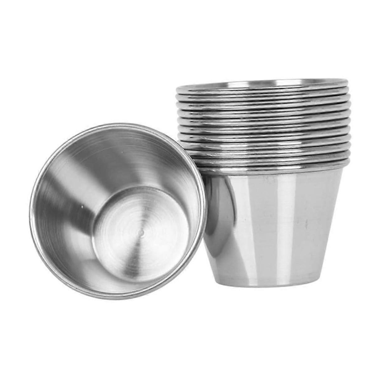 12pcs Stainless Steel Sauce Cups Set for Condiments, Easy Clean Durable Ramekins for Dips