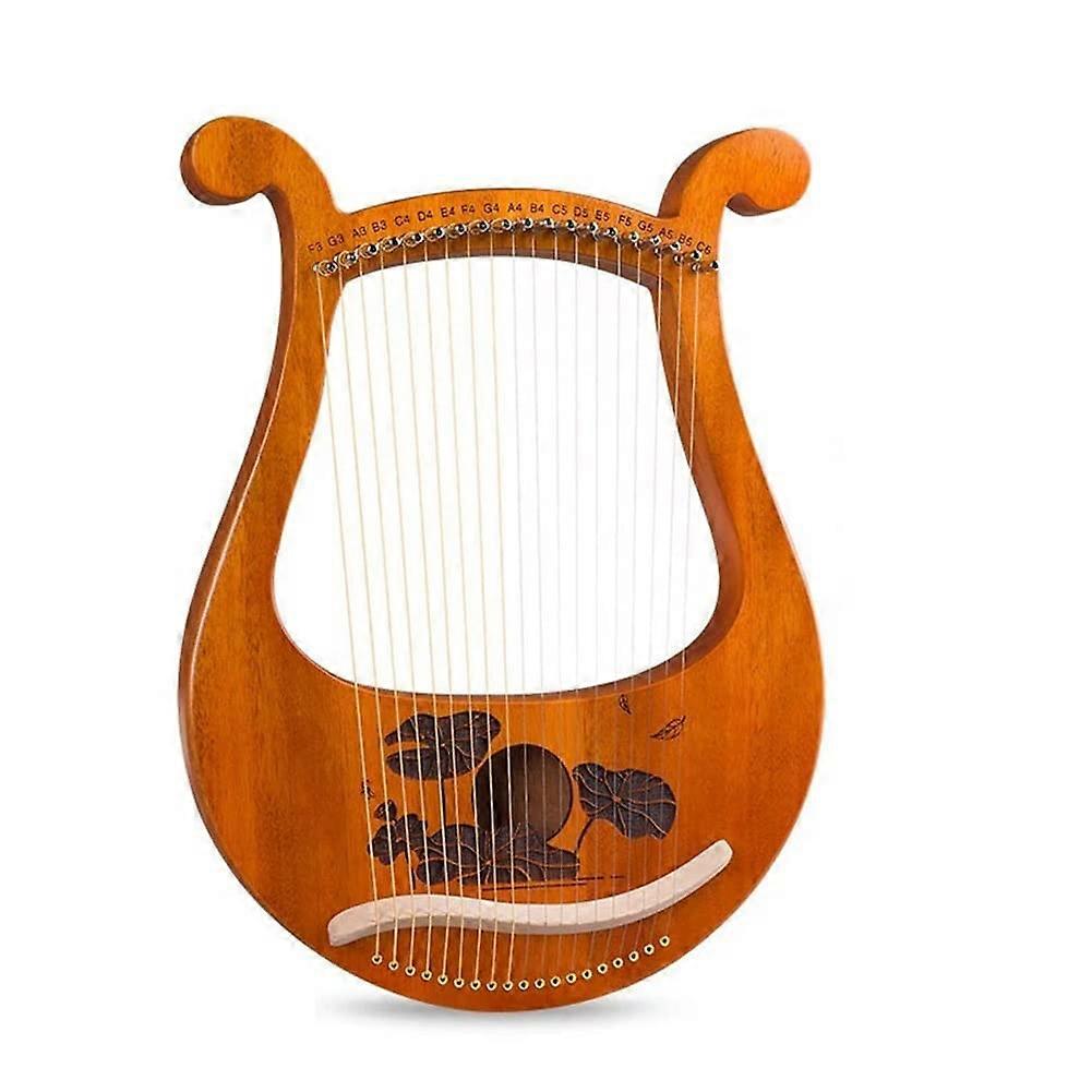 19 String Lyre Harp Solid Mahogany Body with Steel Strings and Tuning Wrench for Beginners