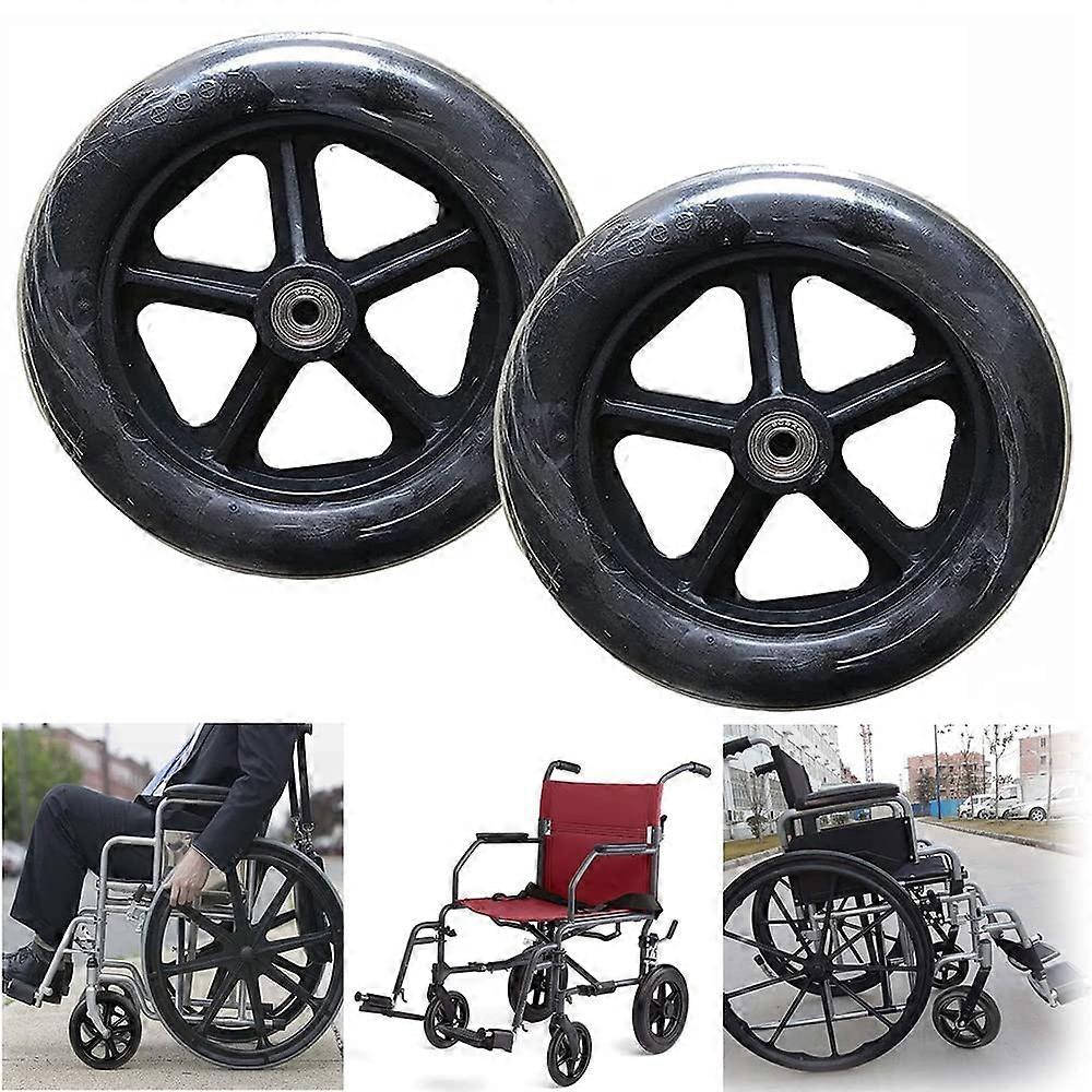 Wheelchair Replacement Front Wheels, 1 Pair Non-Inflatable, 19cm/8Inch