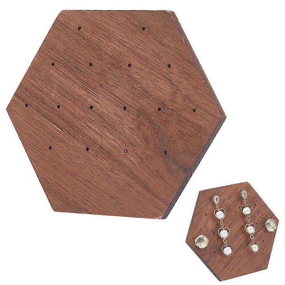 Walnut Stud Earrings Plate Camel 8.35x6x7.2cm