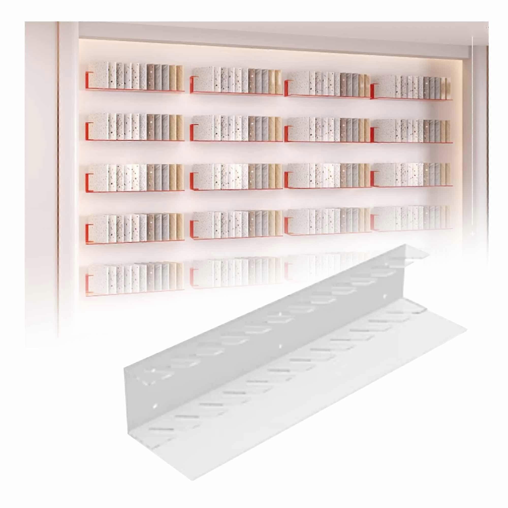 Tile Display Rack with Transparent Acrylic MultiLayer Shelf, Wall Mounted Organizer for Tile Samples