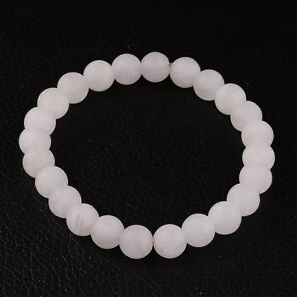 Pulseiras elásticas com contas de quartzo rosa natural fosco, redondas, 53 mm (2-5/64 polegadas)