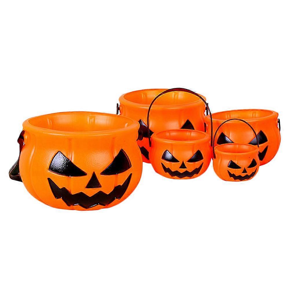 Halloween Pumpkin Candy Bucket for Storage 5Pcs Plastic Set