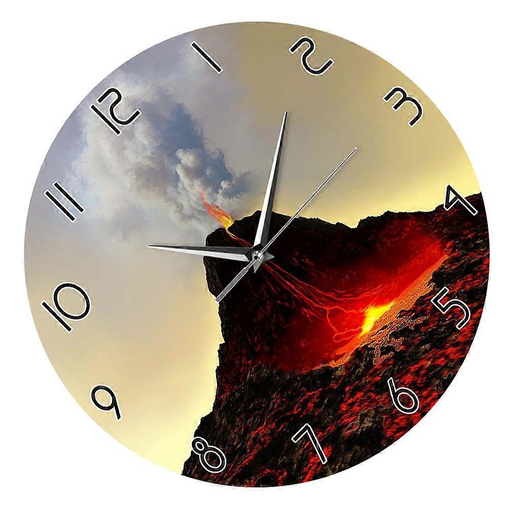 Coffee Hanging Wall Clock Volcanic Eruption Pattern Acrylic Wall Clock for Daily Use