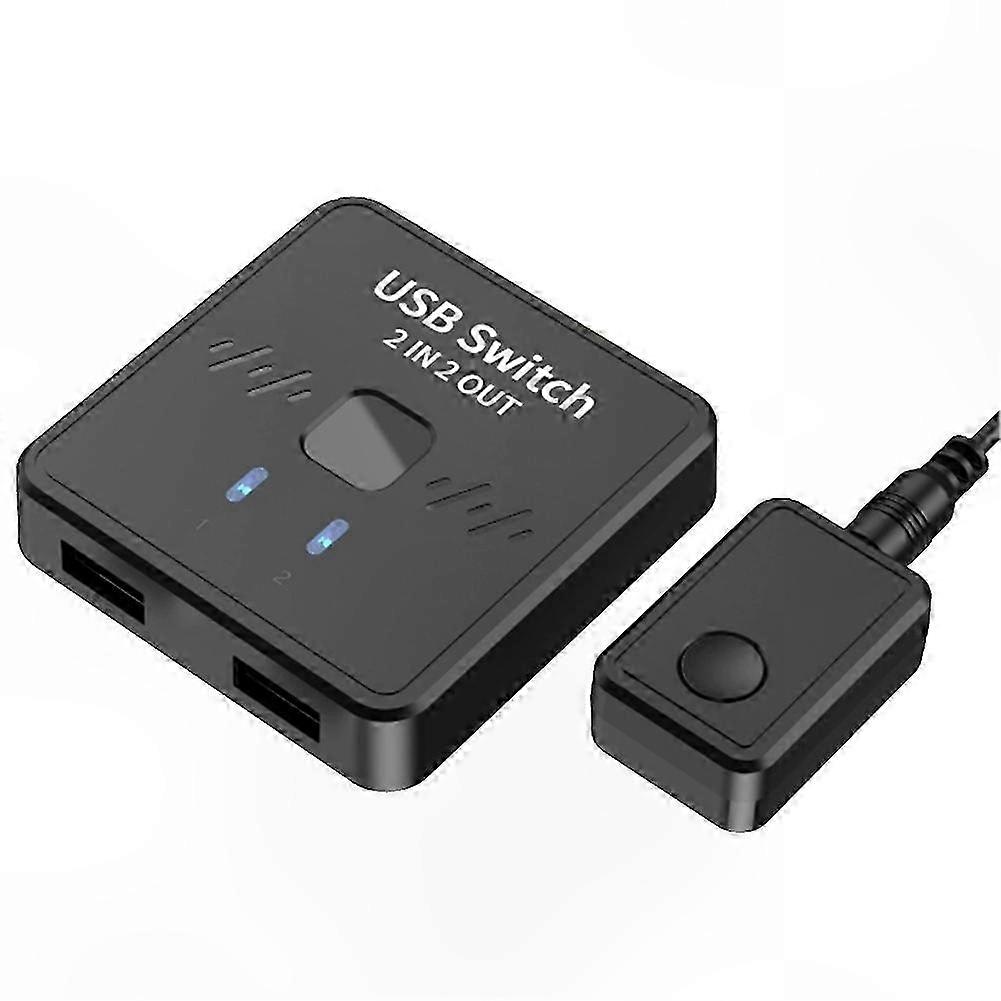 2-Port USB Sharing Switch for Keyboard, Mouse, Printer, Scanner, Webcam with External Control