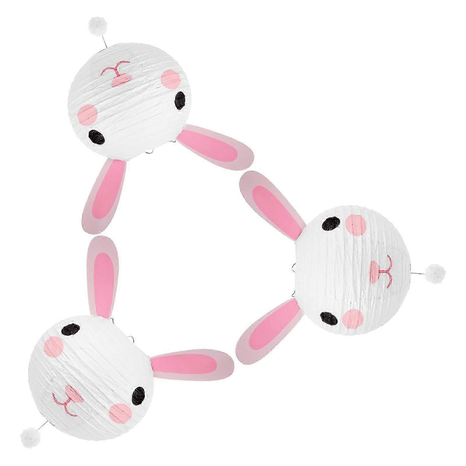 Cute Bunny Lanterns Paper Decorations for Easter Party 3Pcs Pack