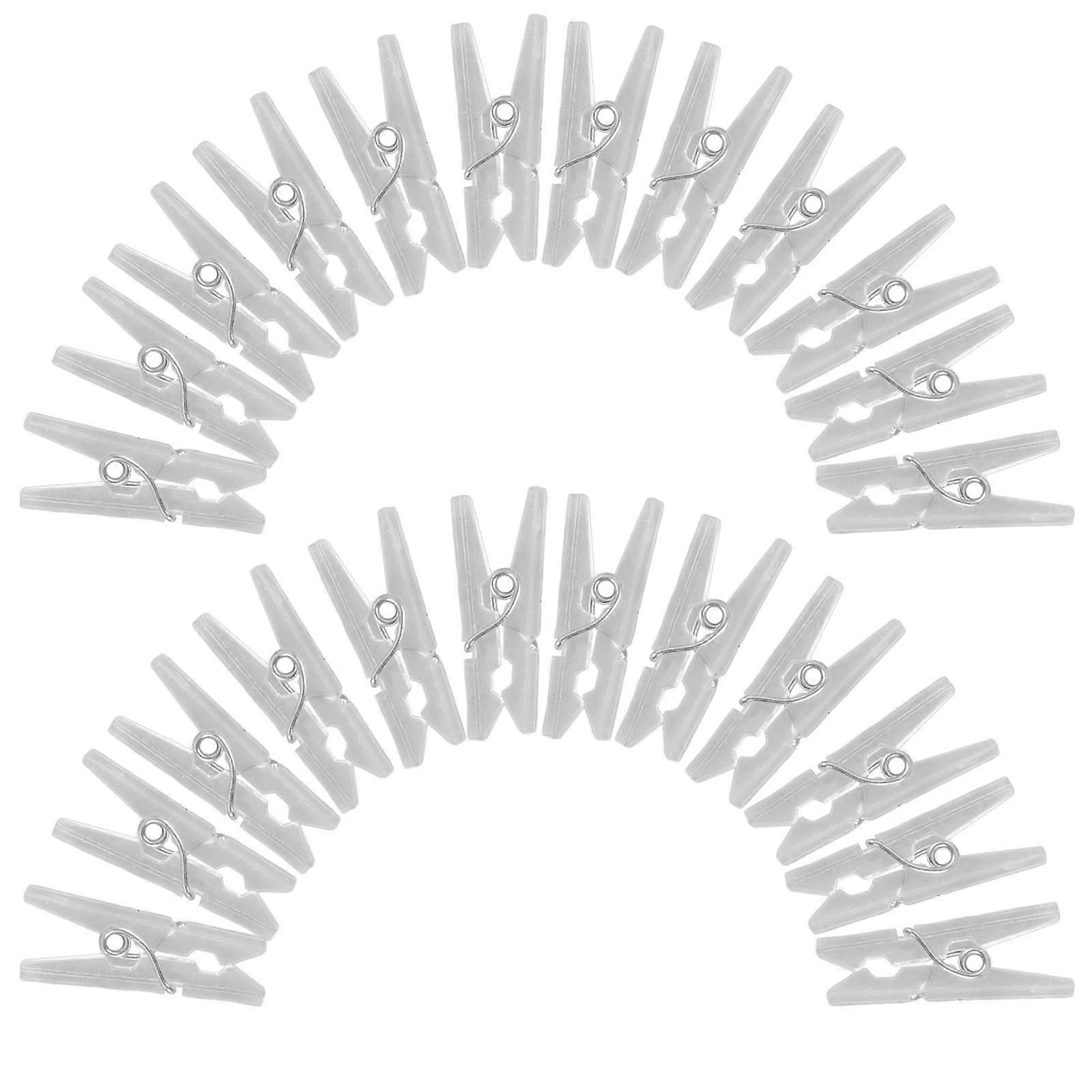 Mini Clothespins Transparent Clothes Clips Spring Hanging Clips 50Pcs
