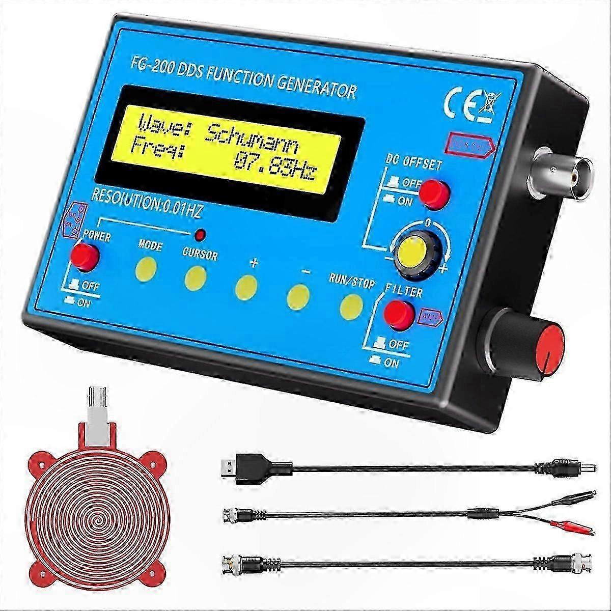 Portable DDS Signal Generator 1Hz-500kHz Multifunction Waveform with Resonator and Power Functionality