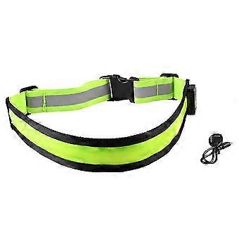 LED Reflective Belt Adjustable Reflective Safety Rechargeable Belt (Green)