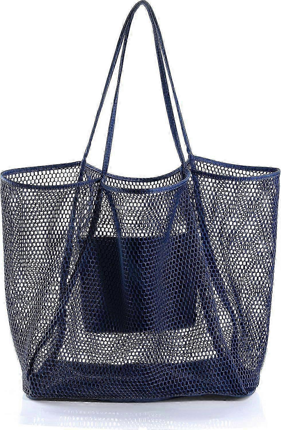 Mesh-Strandtasche, Marineblau