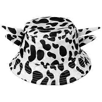 1pc Cow Prints Bucket Hat Cotton Fisherman Summer Beach Sun Hat for Women