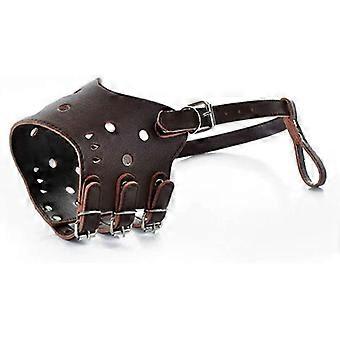 Leather Dog Muzzle, Breathable Adjustable Anti Biting Barking Muzzle for Small Medium Large Dogs