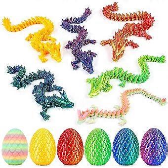 6 Pack Easter Dragon Eggs, Prefilled Easter Eggs with Large 9-Inch Articulated Dragons Inside, Reusable Easter Basket Stuffers, Egg Hunt Fillers & Par