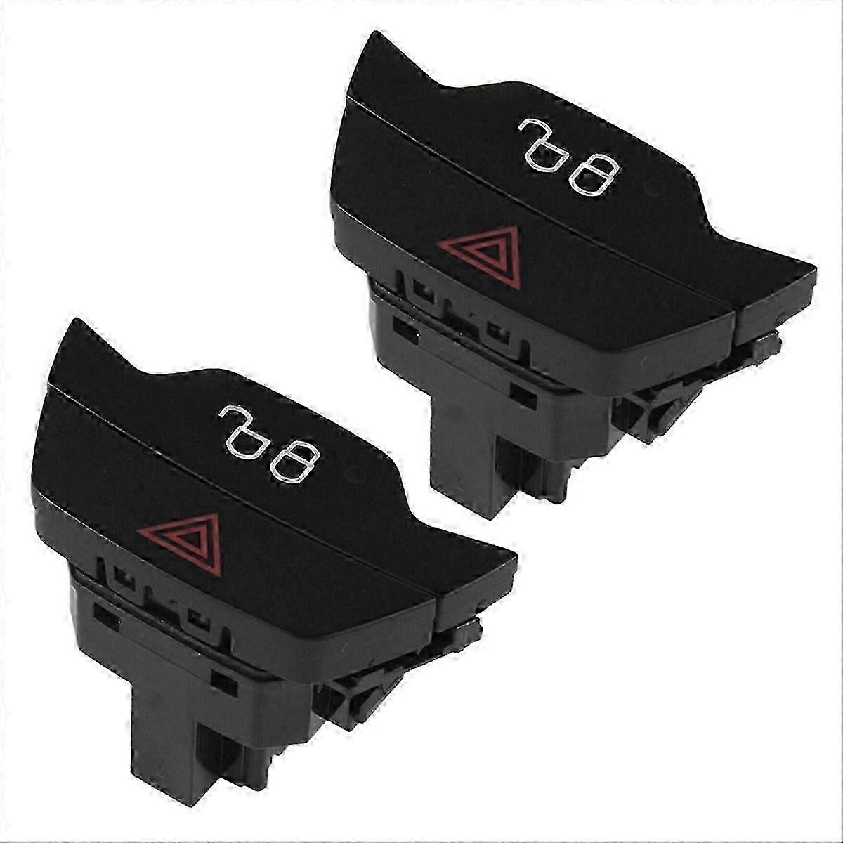 2Pcs Automotive Hazard Warning Light Door Lock Switch for