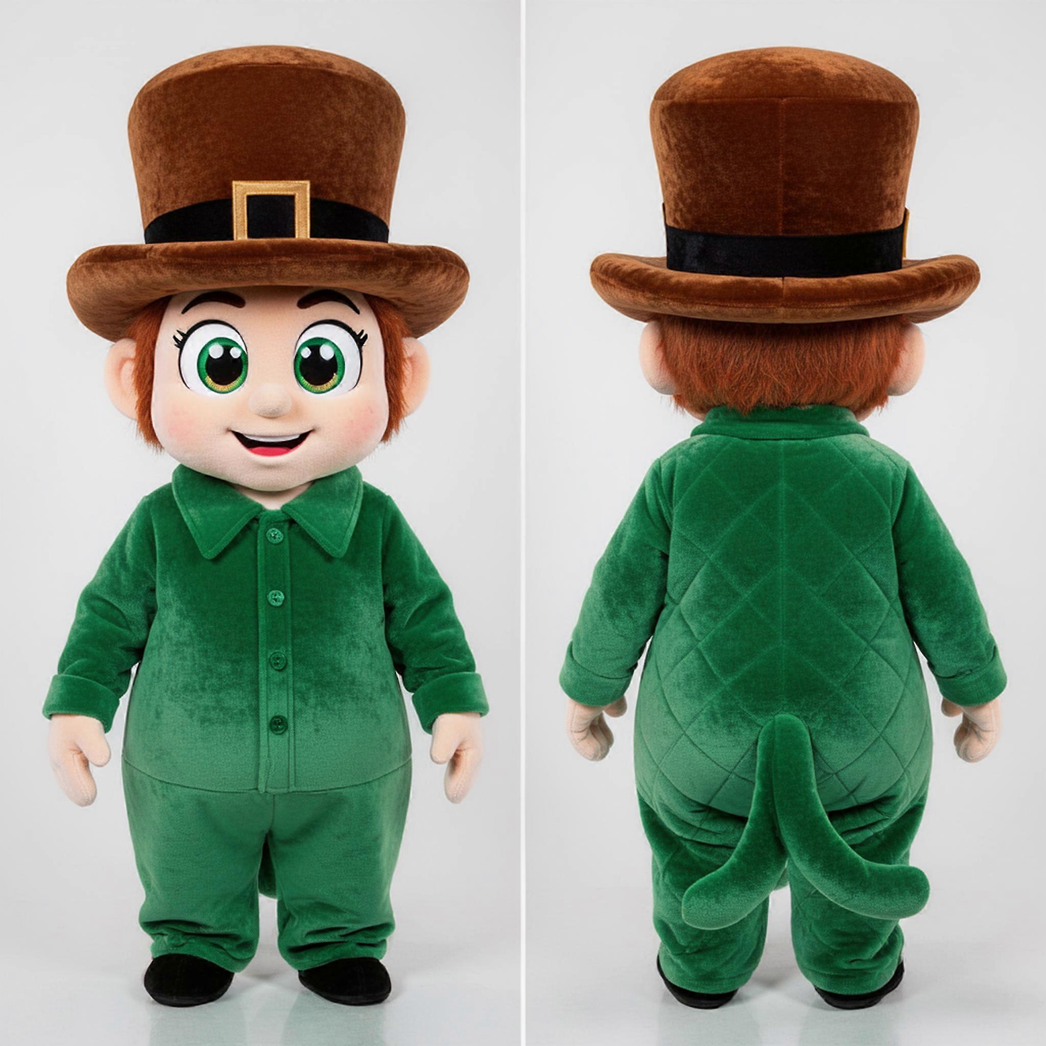 MASTICOT Emerald Green Broad Shouldered Leprechaun Hat Mascot