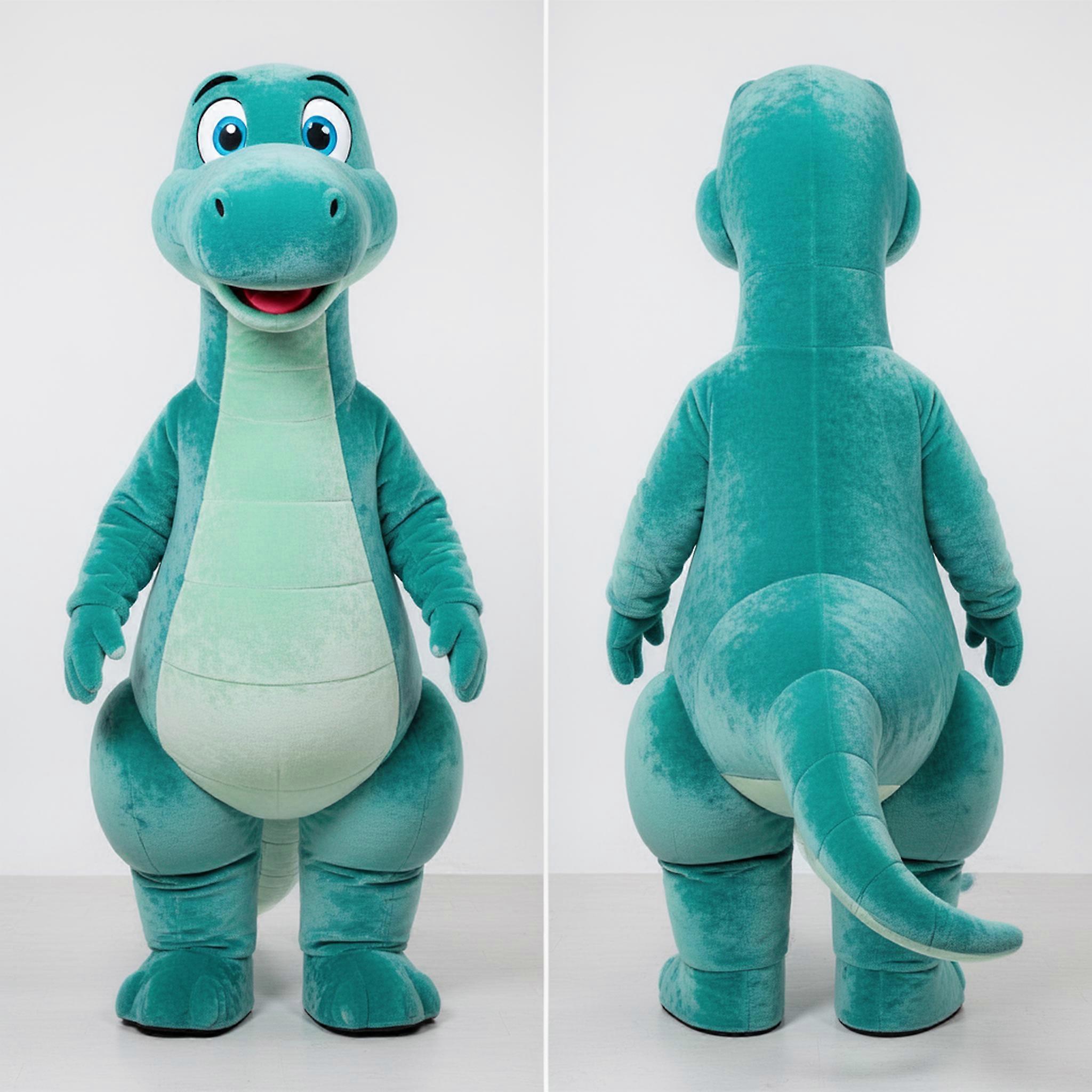 MASTICOT Teal Cartoon Diplodocus Mascot
