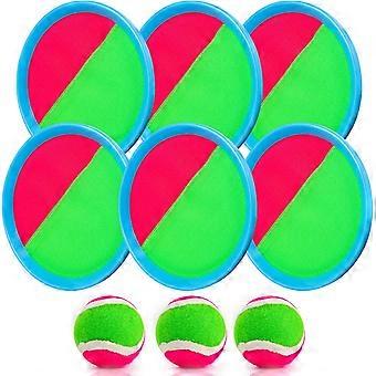 Gooi en vang ballenset, 3 set vangspel speelgoed Buitenspellen voor kinderen Achtertuinspellen met 6 peddels 3 ballen