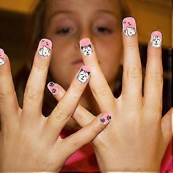Girls False Nails Press on Fake Nails for Kids 72Pcs Cartoon Decor