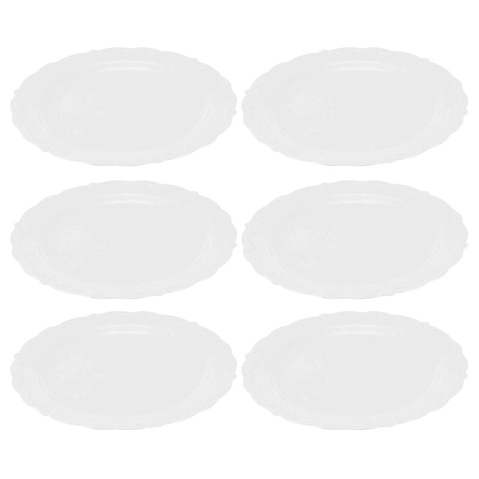 Plastic Drop Resistant Dessert Plates for Storage 6Pcs Round Tableware