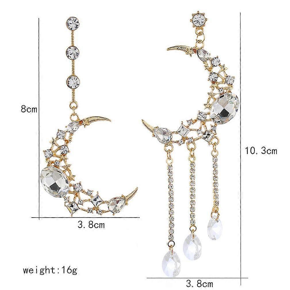 Ear Studs Moon Asymmetric Silver Alloy for Ball