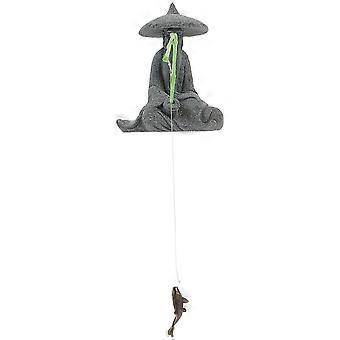 Resin Fisherman Figurine 2Pcs, Assorted Color Miniature Statue, Aquarium Fish Tank Rockery Landscape Desktop Decor, 13cm