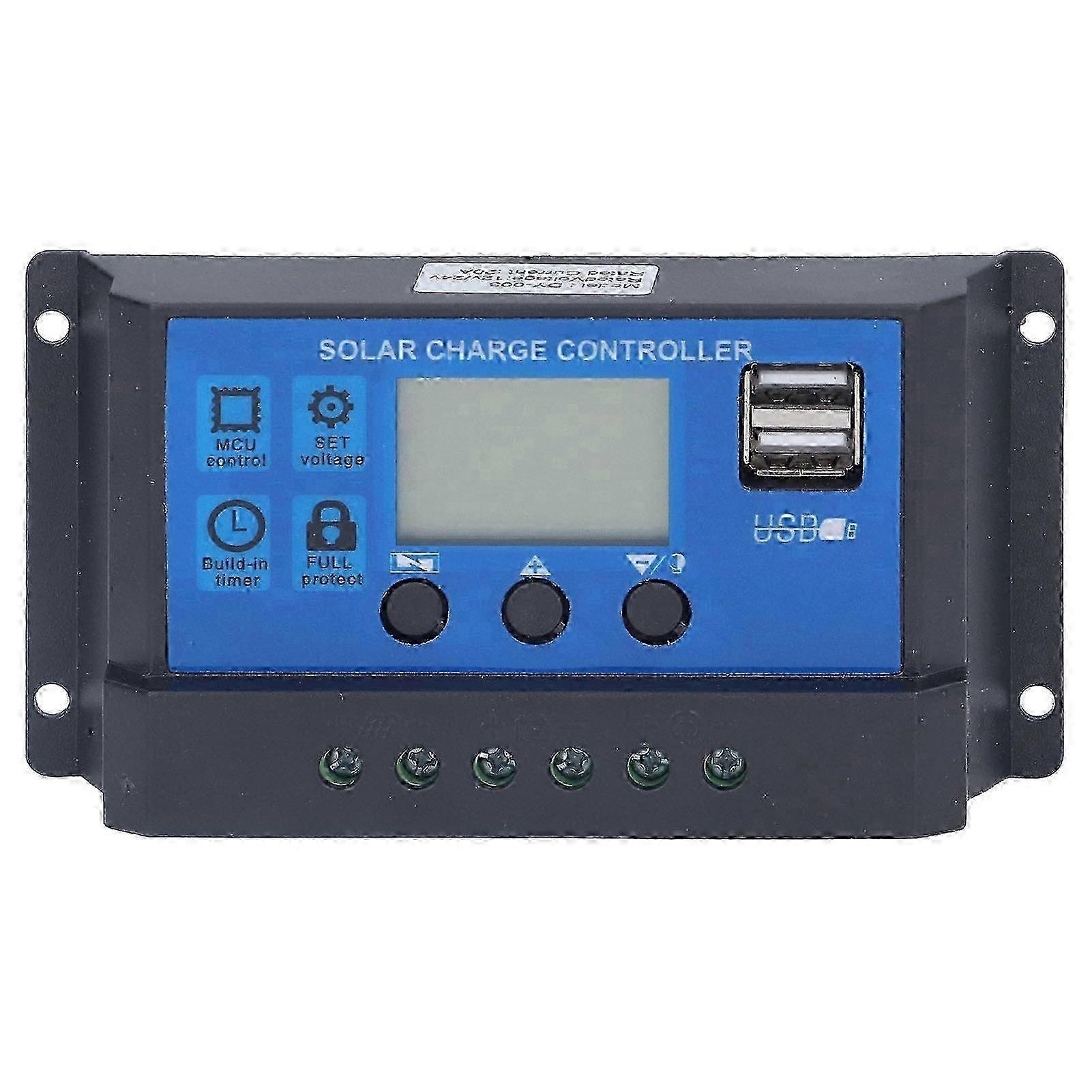 Solar Charge Controller LCD Automatic Identification with 5V Smart 2 USB Port 20A 12V 24V