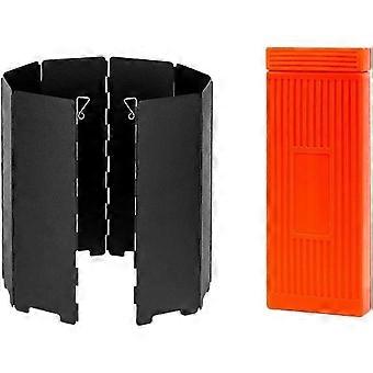 Aluminum alloy windshield camping stove with storage box, heat-resistant deflector for outdoor cooking and hiking core