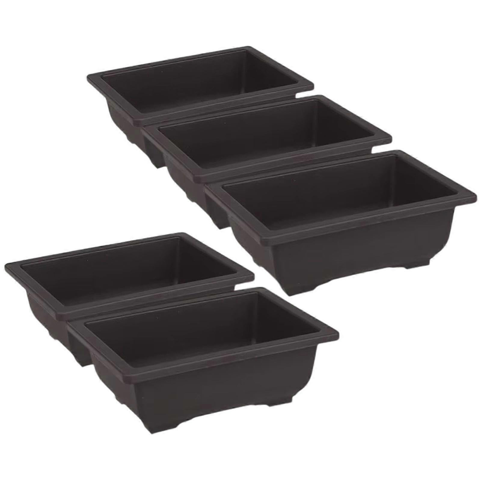 5Pcs Rectangular Flower Pots, Durable Plastic Planter Boxes with Drainage for Indoor Outdoor Use