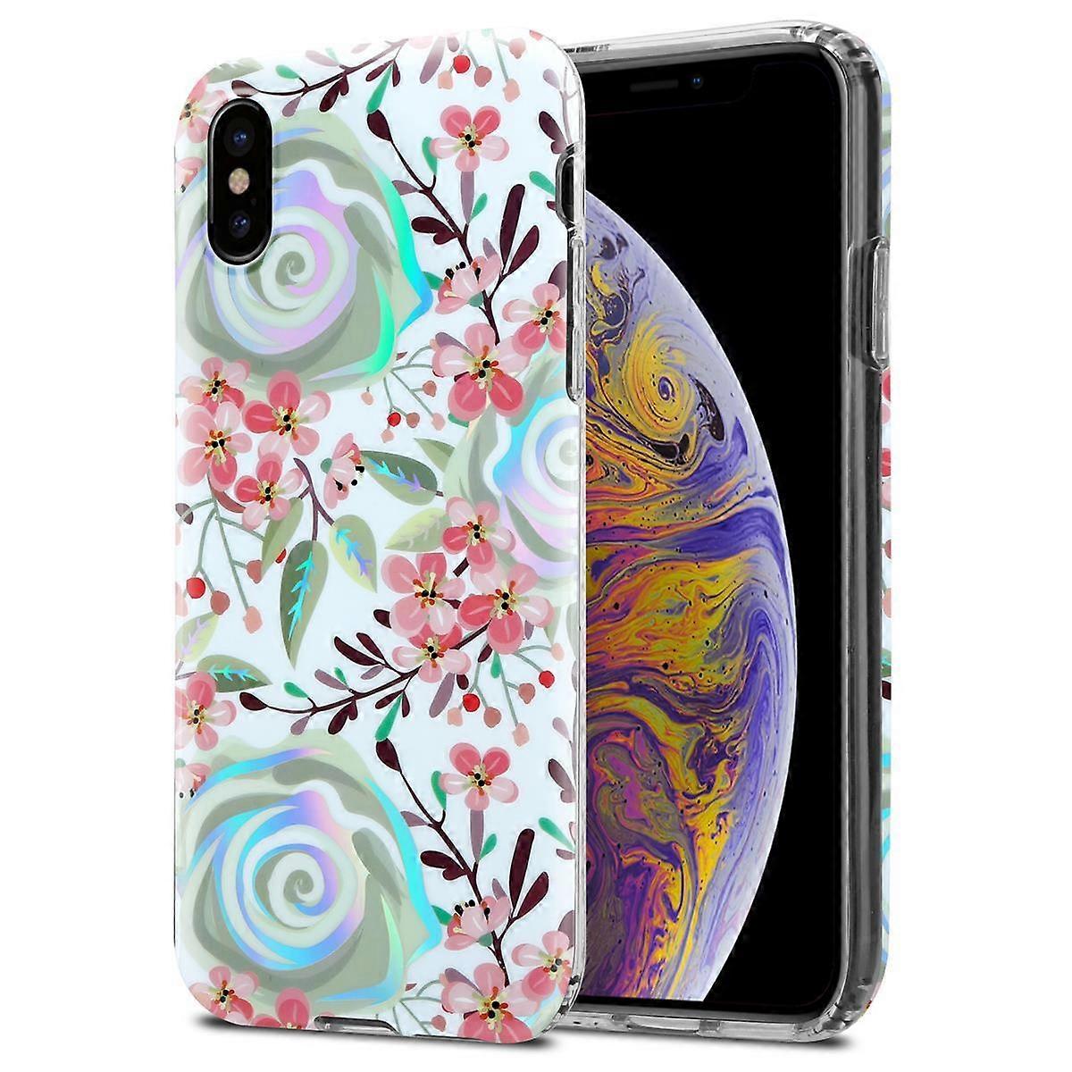 TPU case compatible with iPhone XS Max - floral and leaf pattern