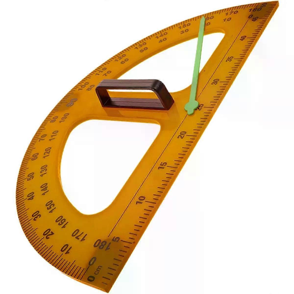 Orange Plastic Teaching Protractor with Handle for Classroom Board Drawing