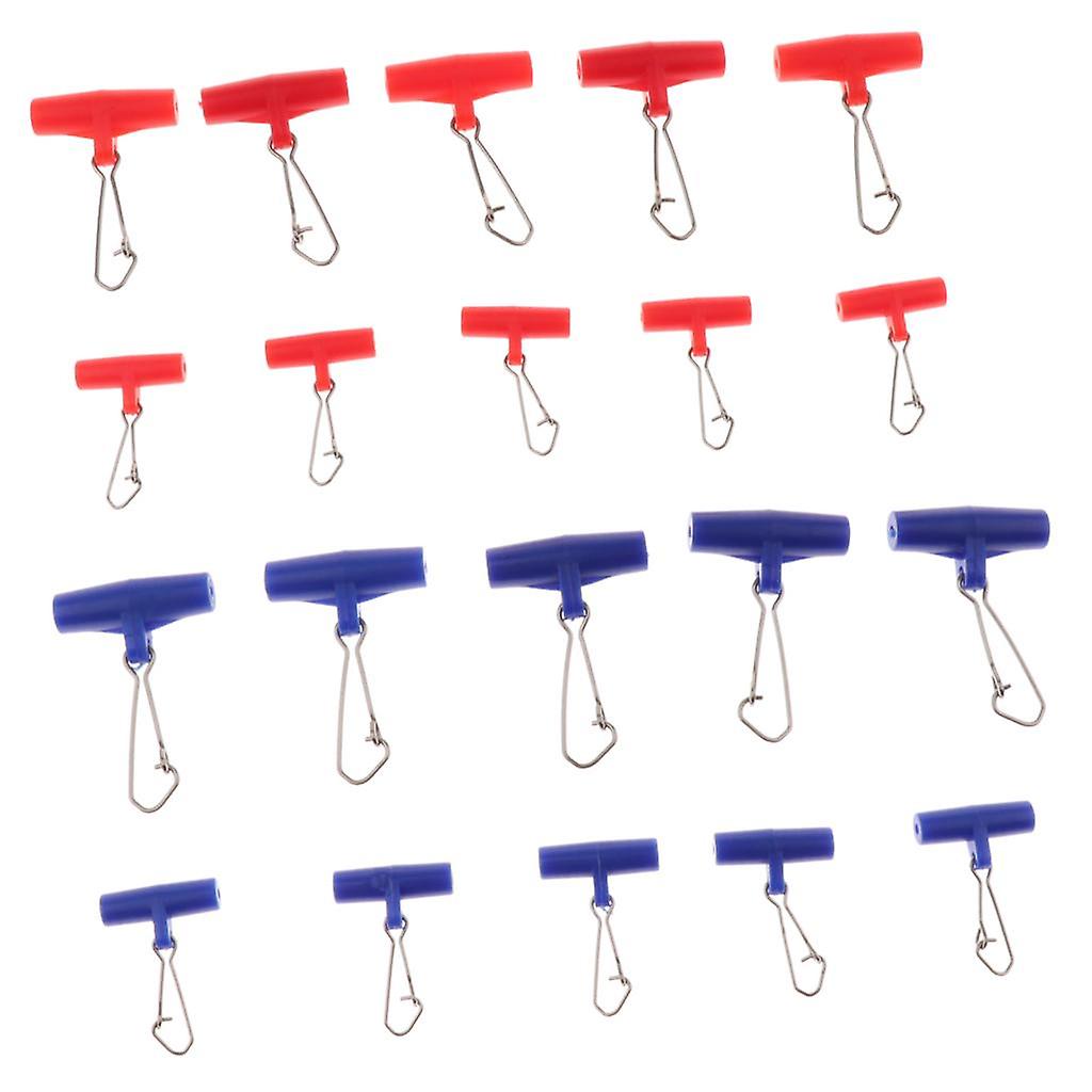 20Pcs Fishing Sinker Slides with Hooked Snap Connector for Braid Line S & L