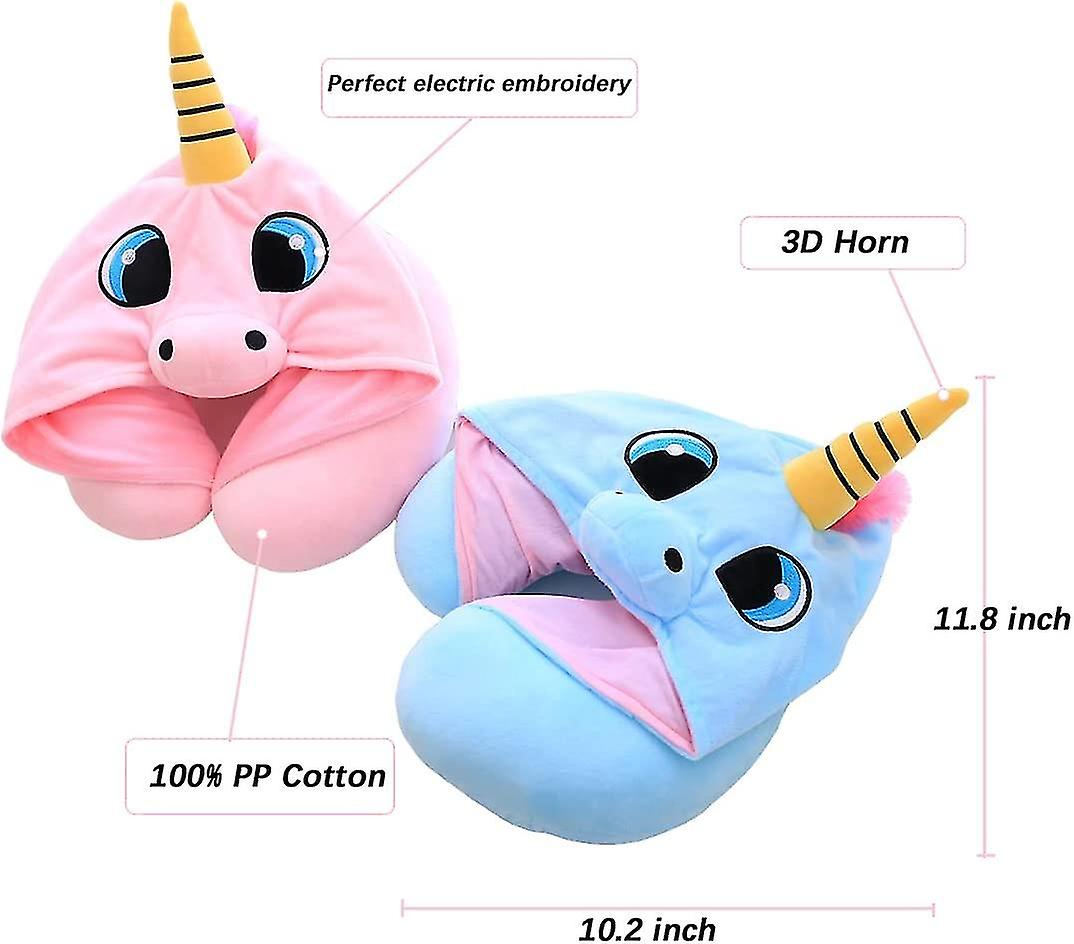 Unicorn Travel Pillow With Hoodie,adults And Kids Hooded Neck Pillow