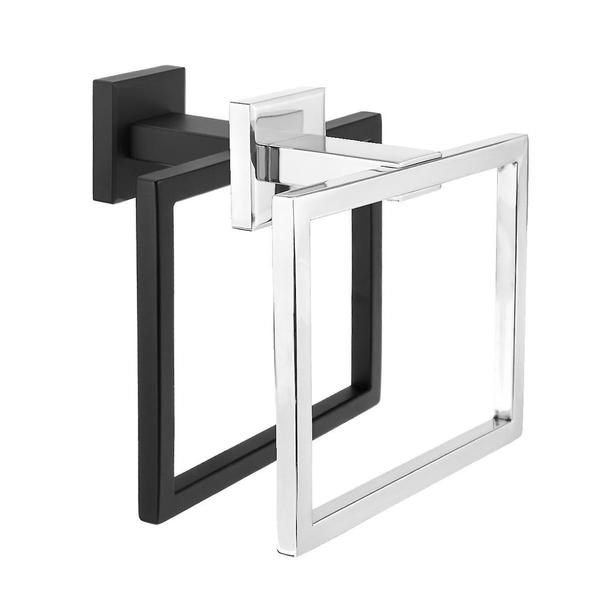 Chrome Modern Bathroom Wall Accessories Square Towel Ring Holder Rack