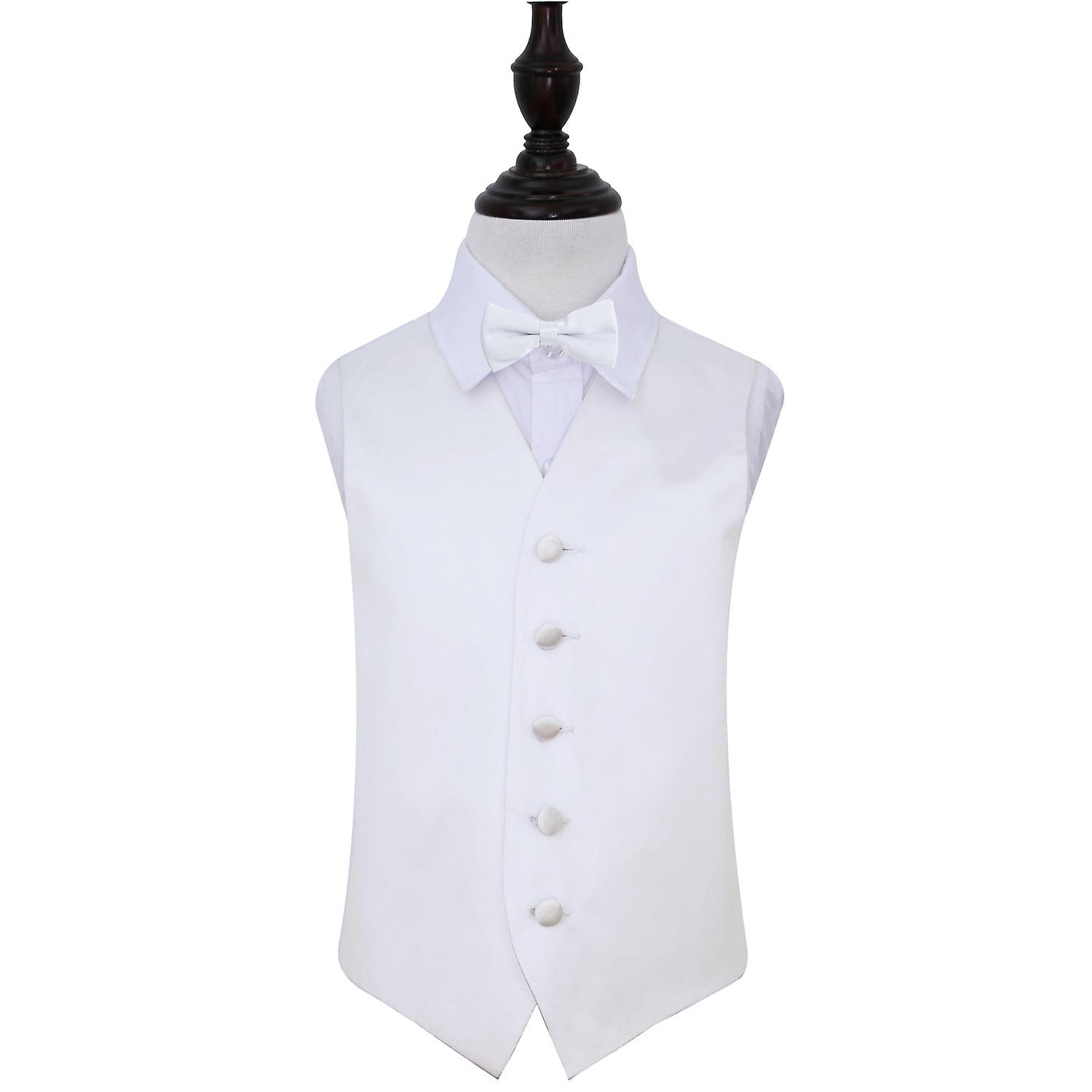 White Plain Satin Wedding Waistcoat and Bow Tie Set for Boys
