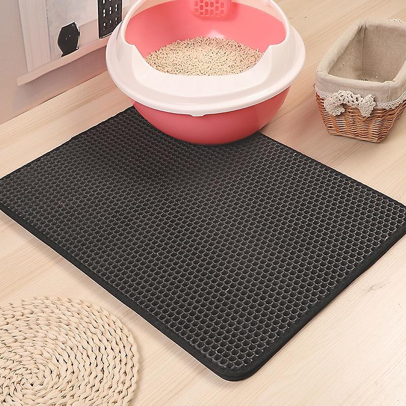 Cat Litter Mat Waterproof Eva Double Layer Cat Litter Trapping Pet Litter Box Mat Sandbox Clean Pad Grey