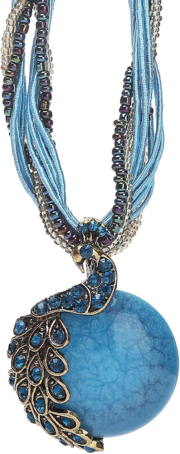 مجوهرات الأحجار الكريمة للنساء سحر الطاووس قلادة قلادة خمر بوهيميا الهدايا