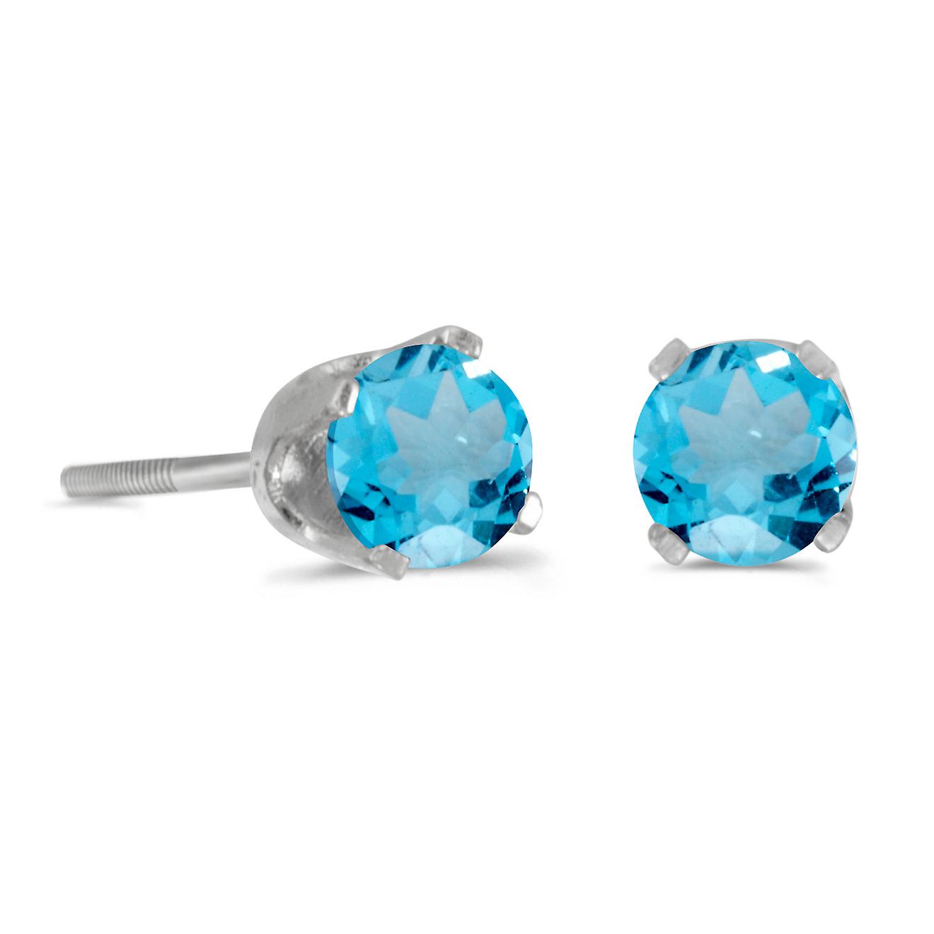 LXR 4mm Round Topaz Screw Cap Plug Earrings in 14