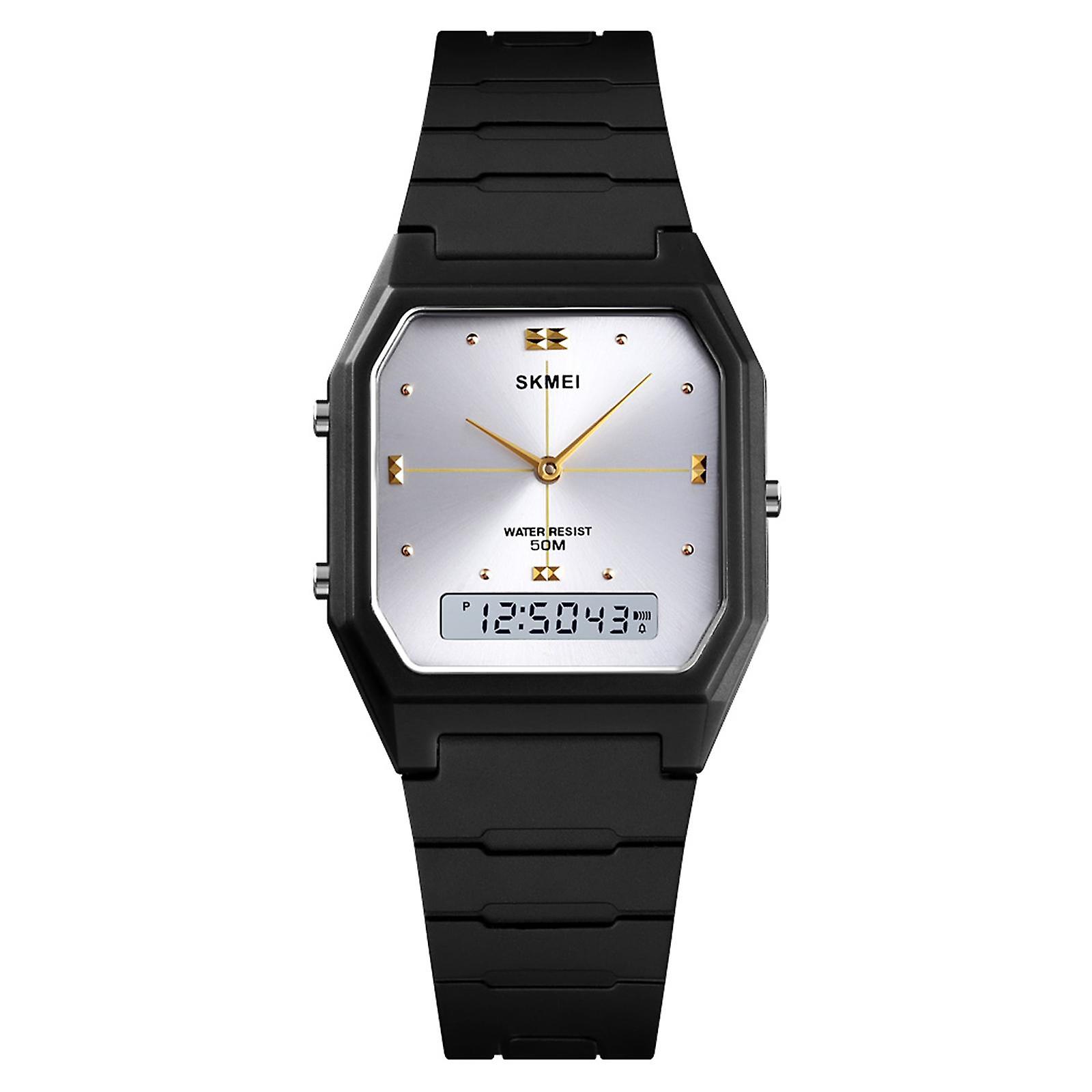 SKMEI Ultrathin Digital Electronic Watch Dual Display Unisex 3 Time Mode Date Week Alarm Clock 5ATM