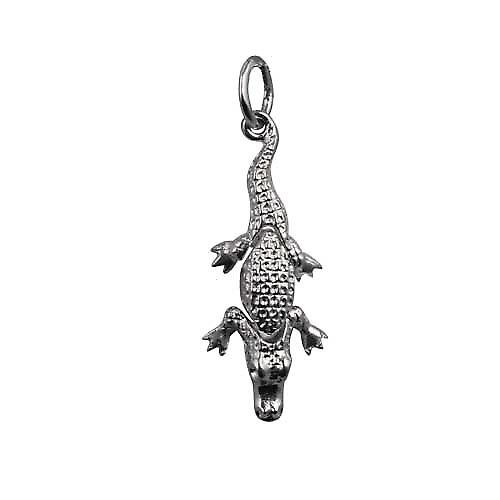 Silver 25x11mm moveable Crocodile Pendant or Charm