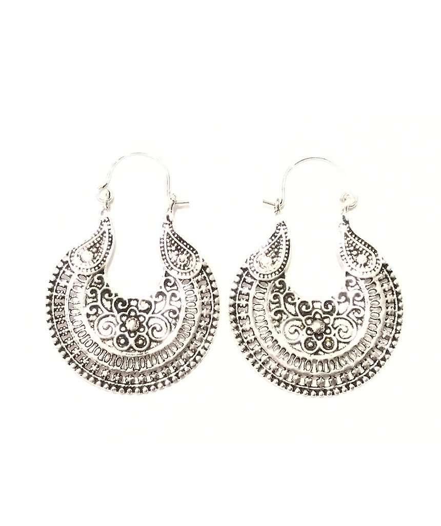Floral Pattern Hoop Earrings 90980