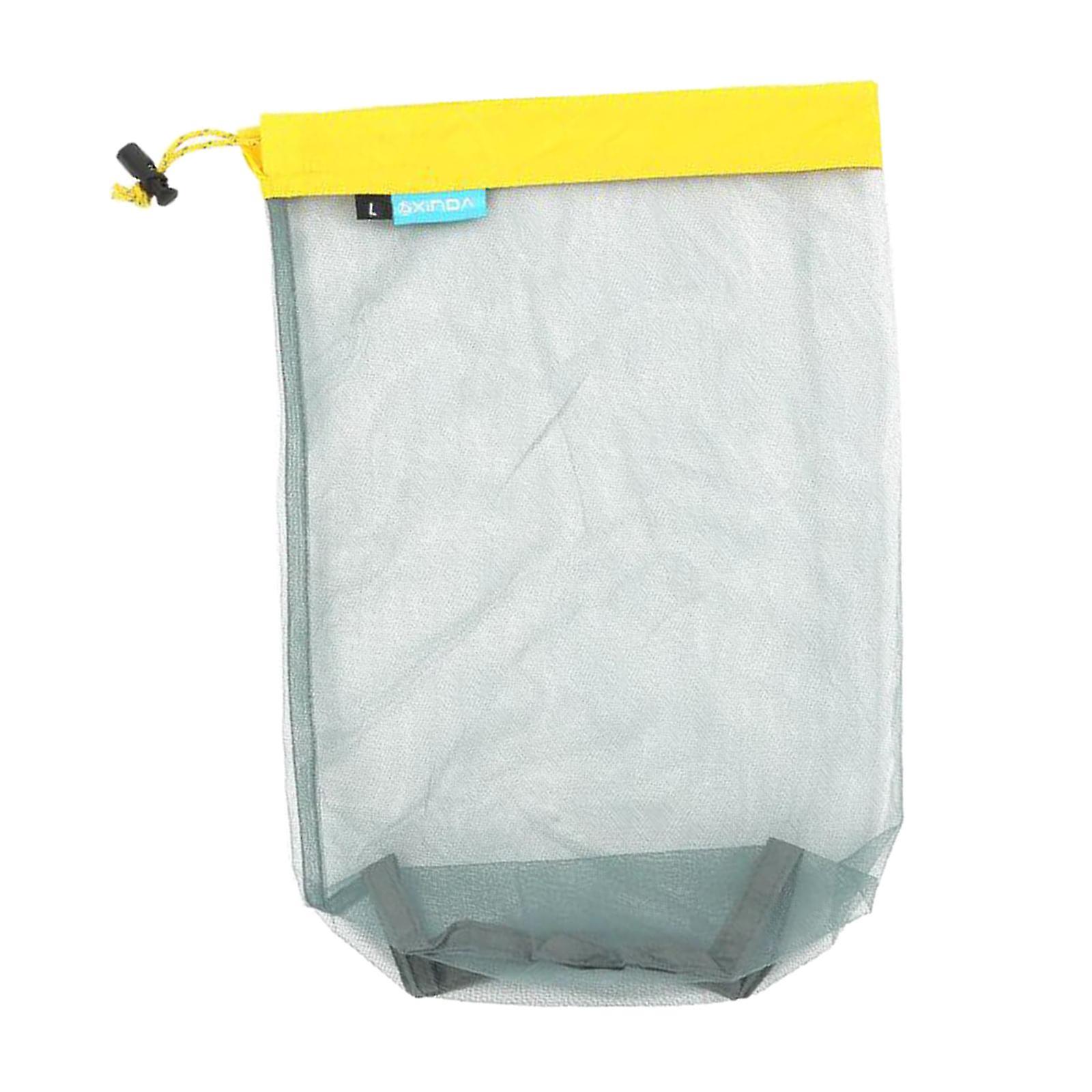 Ultra Lichte Stuff Sacks Nylon Mesh Drawstring Opbergtas voor Camping Reizen Geel L