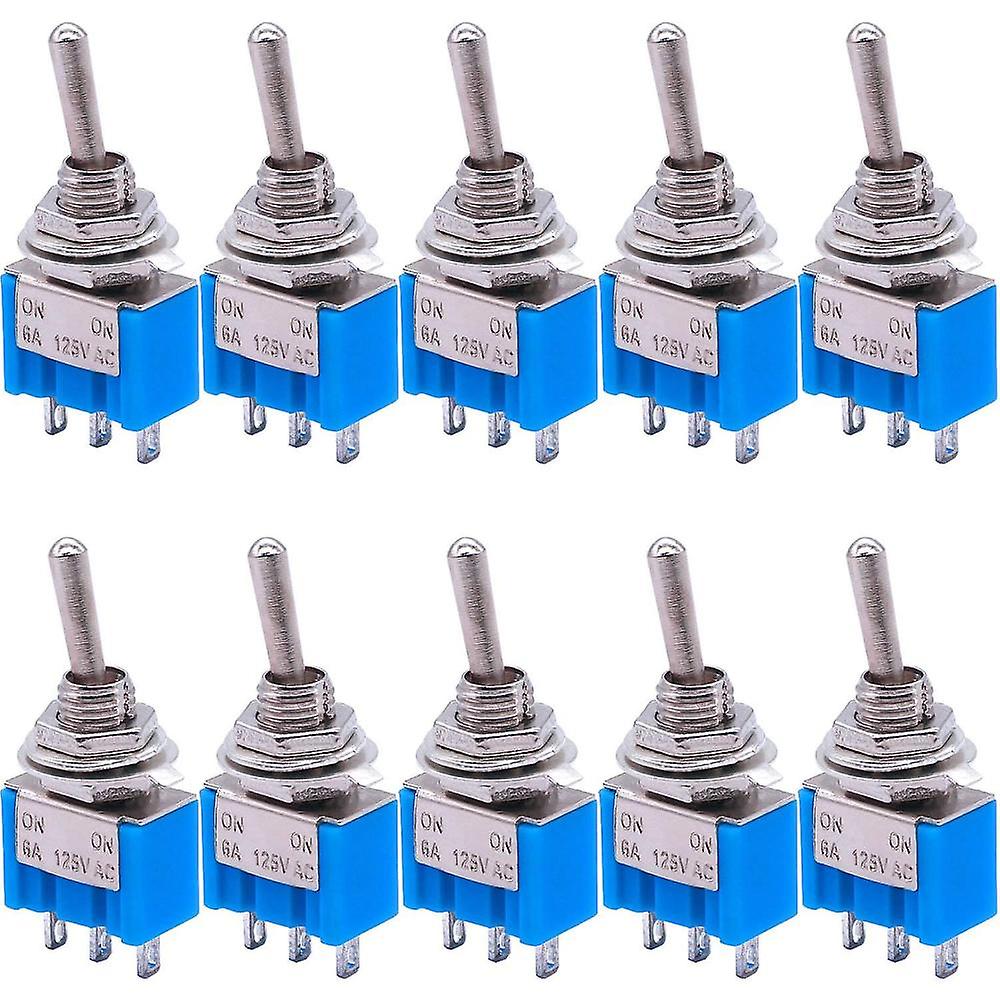 10pcs Spdt Mini Toggle Switch 3-pin 2 Position On/on Miniature Toggle Switch 6a 125v Ac Toggle Swit