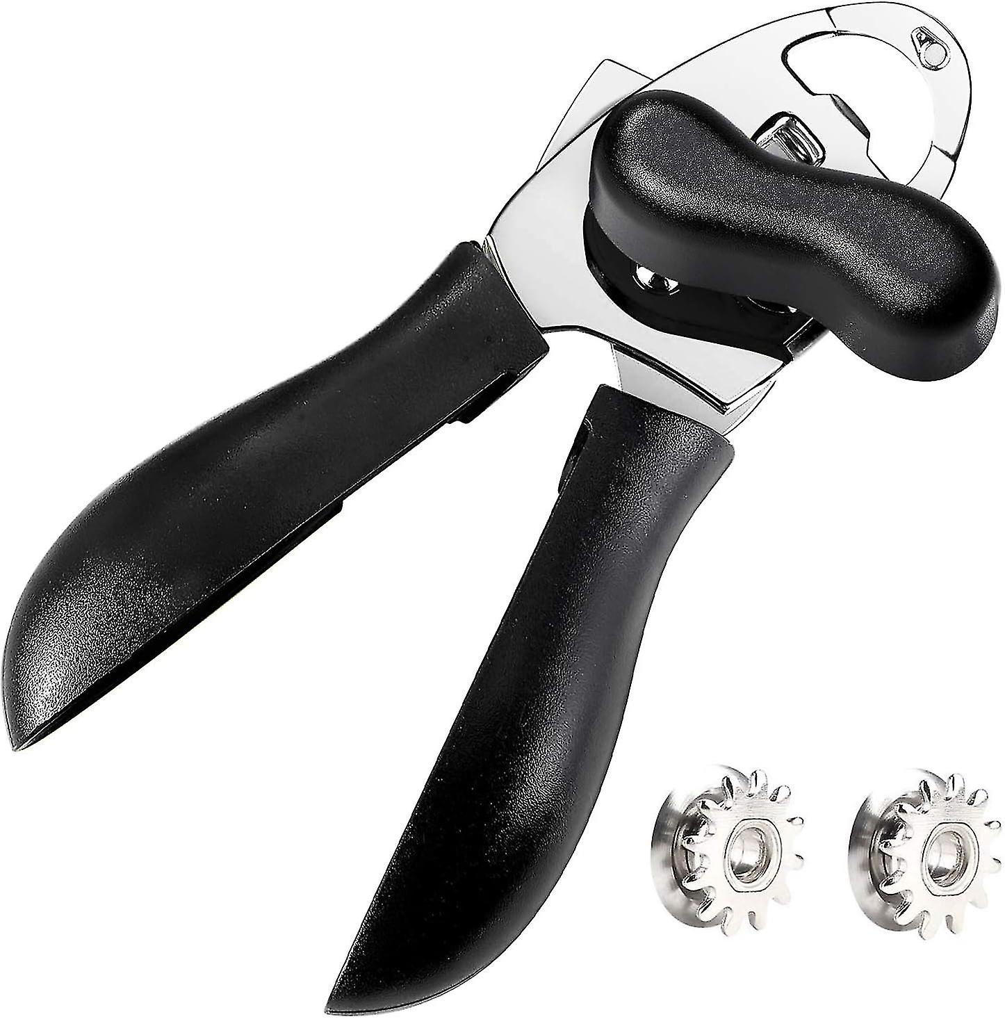 Manual Can Opener, 4-in-1 Stainless Steel Professional Can Opener, Ultra Sharp Cutting, Black
