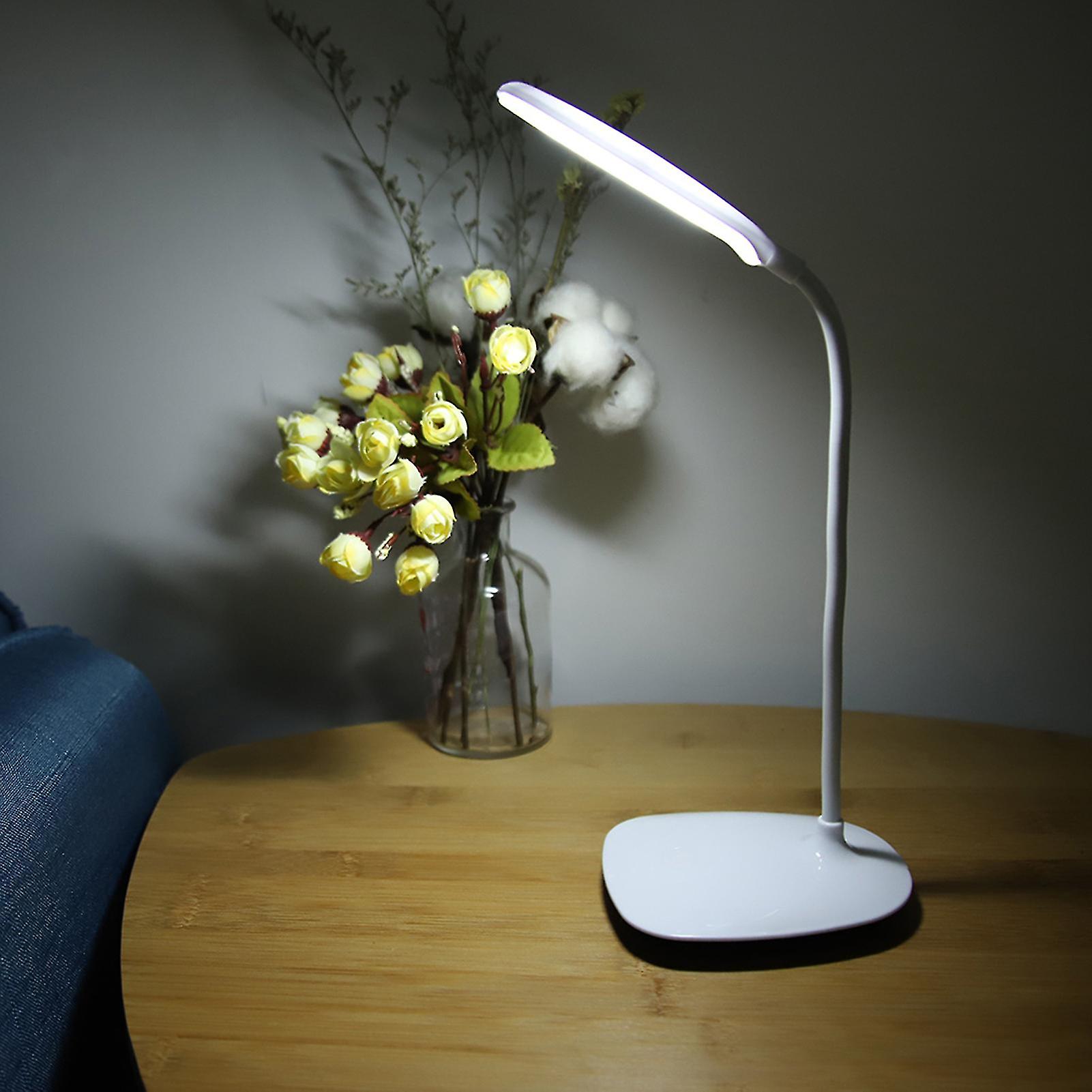 LED USB Flexible Table Lamp Tabletop Bedside Touch Switch Dimmable Reading Studying Light