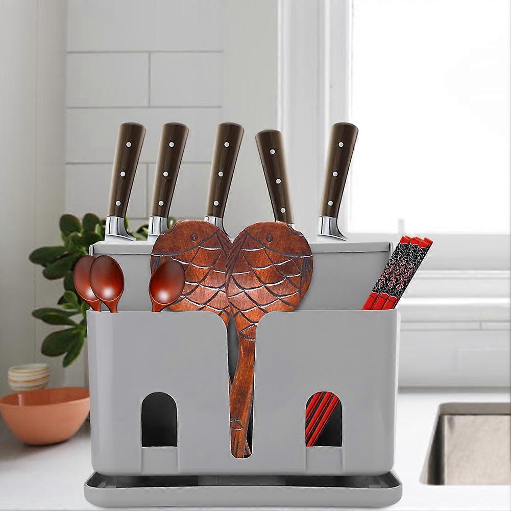 Detachable Chopsticks Storage Rack Kitchen Knife Holder Organizer Draining Rack (Gray)
