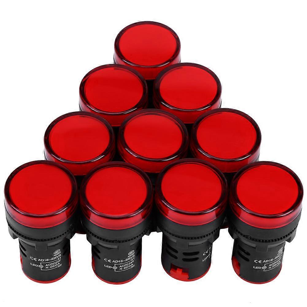 10Pcs 24V 22mm Thread Red LED Electronic Indicator Signal Light
